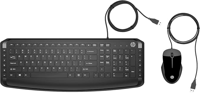HP Pavilion Wired Keyboard and Mouse 200 (Black) - USB-A Plug-and-Play - Full-Sized Keyboard with Numeric Keypad, Enhanced F1-F12 Keys, & 12 Hotkeys - 1600 DPI Mouse - Windows Compatible (9DF28AA#ABL)