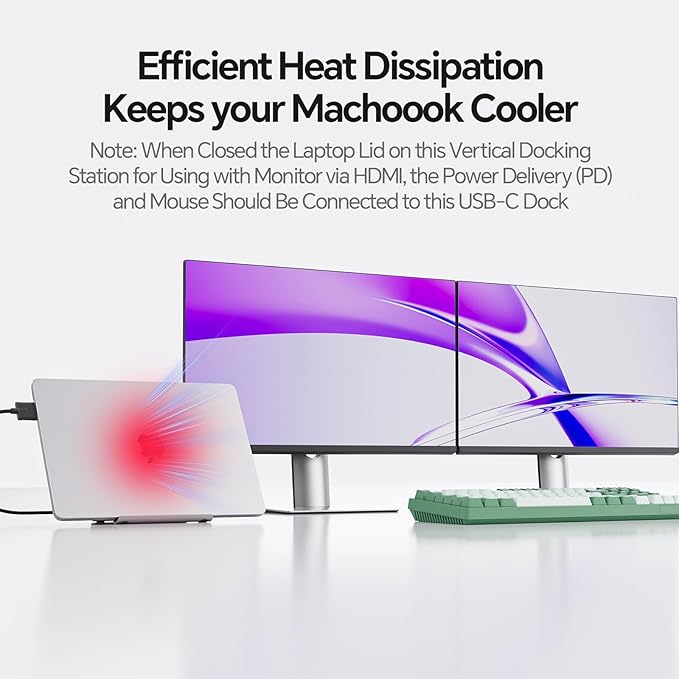 MacBook Pro Docking Station Dual Monitor 4K@60Hz for MacBook Pro/Air M3 Pro/M4/M5, PULWTOP USB C Docking Station Stand Laptop Dock with 2 HDMI, PD, Ethernet, USB A/C 10Gbps, Audio, SD/TF, USB 2.0