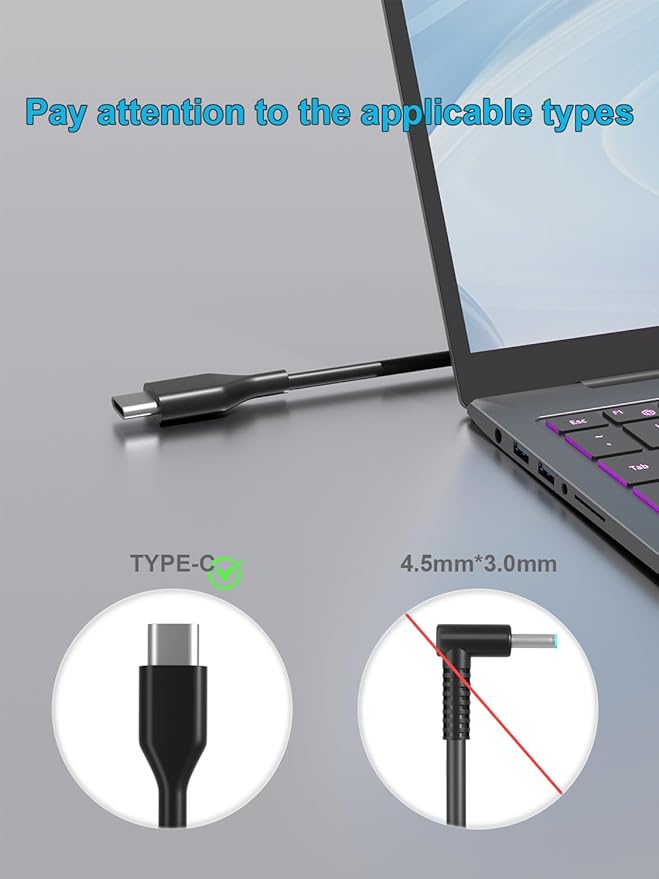100W USB C Universal Laptop Charger Fit for HP Lenovo Dell Acer Asus Toshiba Geteway Samsung MacBook IBM Fujitsu Sony LG MSI Notebook Ultrabook Chromebook Computer AC Adapter Power Cord