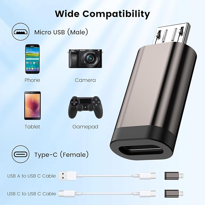 MOSWAG Micro to USB C Adapter (2 Pack) Micro to USB C Female Adapter, Type C to Mciro Converter for Samsung Galaxy S7 Edge, S6, Nexus 5, Nexus 6