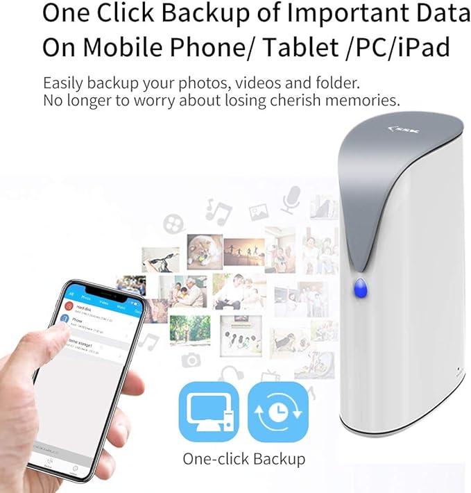 SSK 4TB Personal Cloud Network Attached Storage Support Wireless Remote Access, Home Office NAS Storage with 4T Hard Drive Included for Phone, Tablet, Laptop Auto-Backup, Wired Ethernet Only,No WiFi