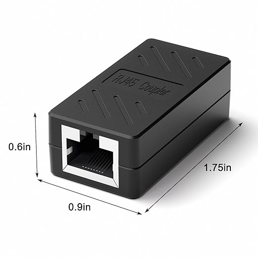 RJ45 Coupler Ethernet Coupler Inline Coupler for Cat8/ Cat7/ Cat6/ Cat5e/ Cat5 Ethernet Cable Extender Adapter for PC Router Modem PS5 Xbox Female to Female (6 Pack Black)