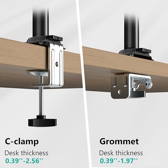 WALI Single Monitor Arm Mount for 13-27 inch Screens, Gas Spring Stand with Full Motion Tilt Swivel Rotation, Holds 19.8 lbs, VESA 75/100, C-Clamp & Grommet Mount (GSDM001S)