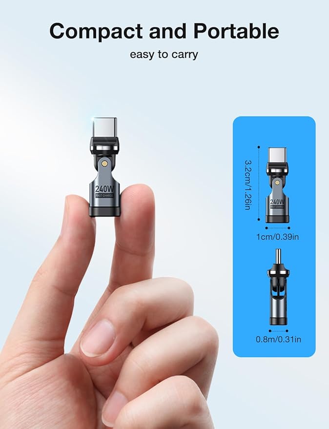 USB C Adapter [2-Pack], PD 240W USB C 90 Degree Adapter, USB Type C Right Angle Adapter/360 & 180 Degree C to C Adapters for Phone 17/16/15, MacBook Pro/Pad Series, Samsung Galaxy, Tablet, Laptop
