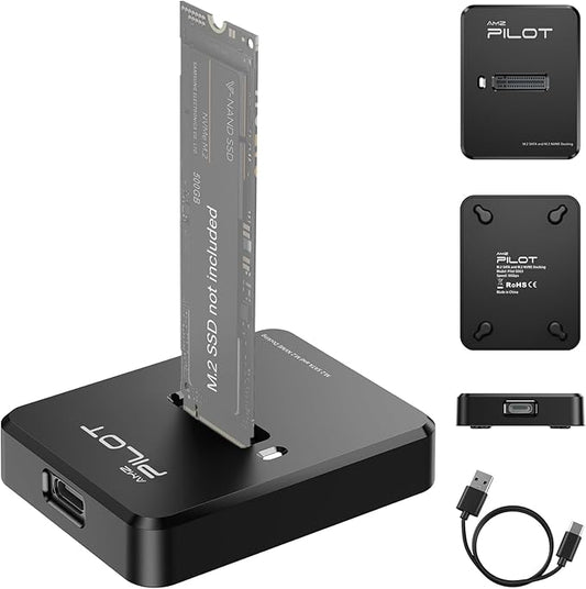 Tool-Free M.2 NVMe & SATA to USB C Docking Station, 10Gbps SSD Reader Adapter for Data Rescue & External Storage, Supports M/B+M Key NVMe PCIe & SATA NGFF 2230-22110, for Laptop, PC