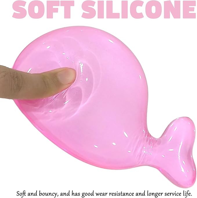 Gel Wrist Rest for Keyboard and Mouse Transparent Pink Whale Elbow Pad Cushion Ergonomic Cute Clear Cool Mouse Wrist Pad Silicone Non-Slip Support for Computer Gaming Home Office Men Hand Pillow