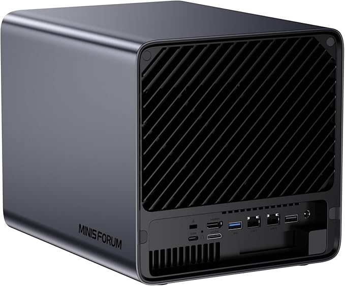 MINISFORUM AI NAS N5 Pro-P370 (0+128GB), AMD Ryzen AI 9 HX Pro 370 12C/24T Up to 5.1GHz, 10GbE+5GbE, 3× M.2/U.2, OCuLink, HDMI/2 x USB4 4K 144Hz, PCIe ×16, MinisCloud OS 5-Bay Desktop NAS
