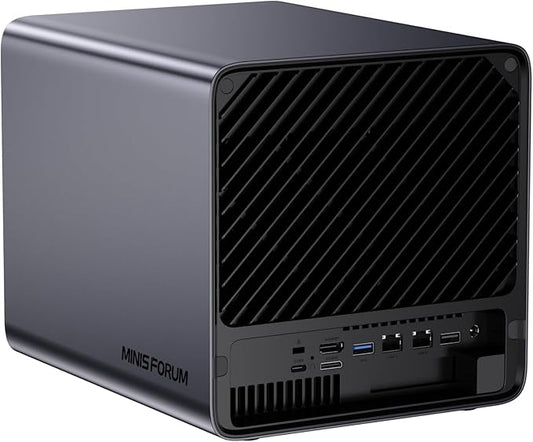 MINISFORUM AI NAS N5 Pro-P370 (0+128GB), AMD Ryzen AI 9 HX Pro 370 12C/24T Up to 5.1GHz, 10GbE+5GbE, 3× M.2/U.2, OCuLink, HDMI/2 x USB4 4K 144Hz, PCIe ×16, MinisCloud OS 5-Bay Desktop NAS