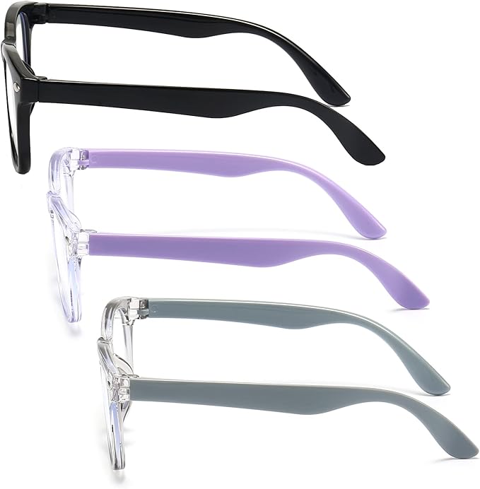 3 Pack kids Blue Light Blocking Glasses For Girls And Boys Computer Blue Light Blocking Glasses For Age 3-9 (Black + Light purple + Light gray)