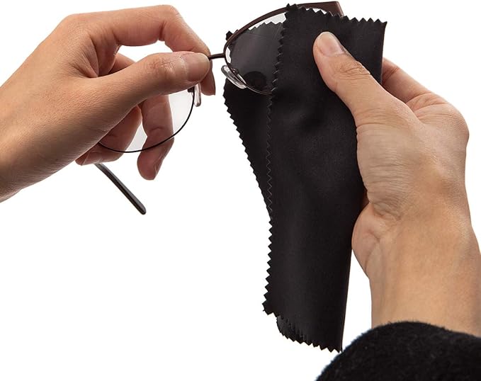 Glasses Cleaning Cloth Microfiber - 12 Pack Eyeglass Wipes Sunglasses Lens Cleaner 5x6 Inch Jewelry Camera Lens Clean Laptop Computer Screen Wipers Black