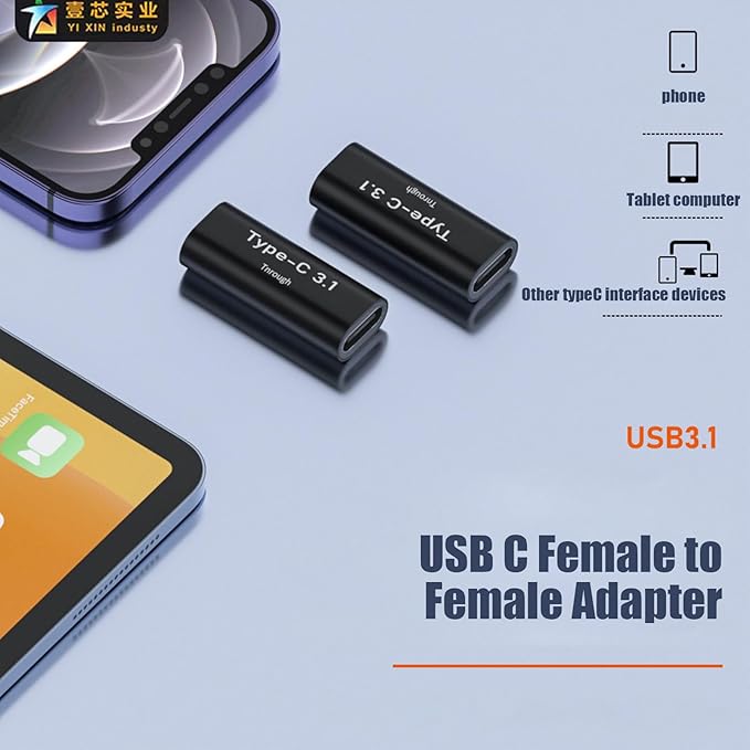 10 Pack USB C Female to Female Adapter.Usbc Extender.USBC Coupler Supports Up to 10Gbps Data Transfer and 100W Fast Charging.Compatible with Thunderbolt 4/3 Supports 8K@60Hz Video.