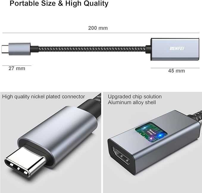BENFEI 5 Pack USB C to HDMI Adapter 4K@60Hz, USB Type-C to HDMI Adapter [Thunderbolt 3/4/5 Compatible] with iPhone 15 Pro/Max, MacBook Pro/Air 2023, iPad Pro, iMac, S23, XPS 17, Surface Book