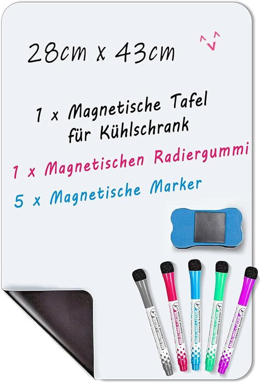 INMORVEN Small White Board Dry Erase Menu Planner, Magnetic Whiteboard for Fridge Grocery List, Refrigerator White Boards to Do List, with Markers and Eraser