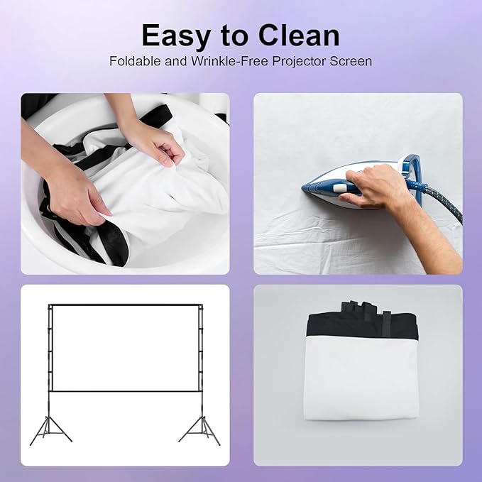 100 inch Projector sreen and Stand, Outdoor Indoor Projector Screen16:9 Foldable Portable Projector Screens for Movie Night Support Double Sided Projection