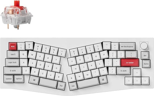 Keychron Q8 Pro 65% Alice Layout Wireless Custom Mechanical Keyboard, Bluetooth/Wired, QMK/VIA Programmable, Hot Swappable Ergonomic Aluminum RGB Backlit for Mac Windows Linux-White