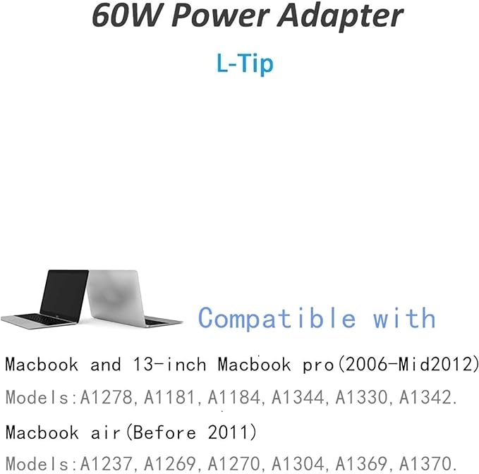 Mac Book Pro Charger - 60W L-Tip Power Adapter,Compatible with Adapter for Mac Pro 13 inch Before Mid 2012(Mac Book 2009-2010)