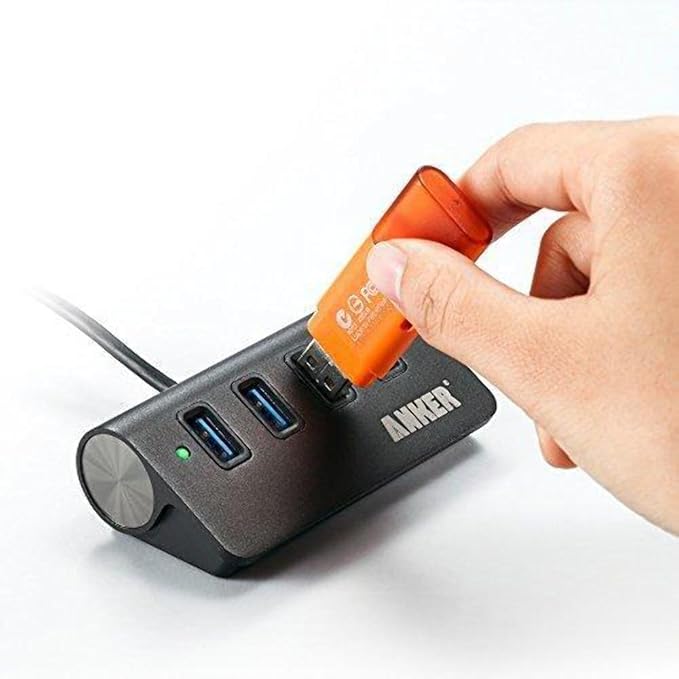Anker 4-Port USB A hub Unibody Aluminum Portable Data Hub with 2ft USB 3.0 Cable,USB Splitter for MacBook, Mac Pro/mini, iMac, XPS, Surface Pro, Notebook PC, Mobile HDD and More