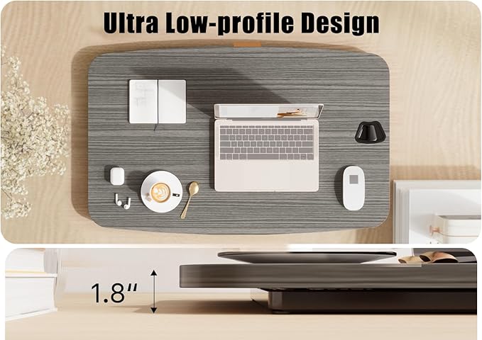 JOY worker Standing Desk Converter, 31 Inch Compact Height Adjustable Stand up Desk Riser, Ultra Low Profile Sit to Stand Workstation for Laptop Riser Workstation, Grey