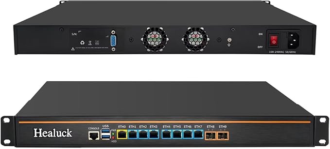 1U Firewall Appliance, Core i5 4300M Z87, 2X 10GBe LAN, 8 x i226V 2.5GbE LAN, OPNsense, VPN, 19 Inch 1U Network Rackmount, VGA, Console, USB3.0, DDR3L 16G RAM 128G SSD