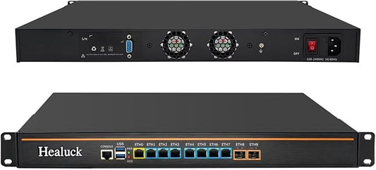 1U Firewall Appliance Mini PC, Core i5 4300M Z87, 2X 10GBe LAN, 8 x i226V 2.5GbE LAN, OPNsense, VPN, 19 Inch 1U Network Rackmount, VGA, Console, USB3.0, DDR3L 8G RAM 128G SSD