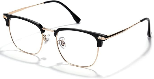 Blue Blocker Glasses for Men Metal Browline Computer Gaming Glasses Filter Blue Ray