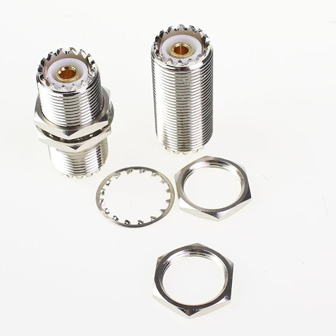 UHF Connector Female Nut Bulkhead Panel Mount to SO239 Jack Coaxial Coax Cable Adapter Plug for PL-259 (Pack 4Pcs)