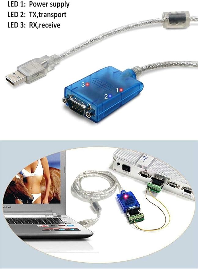 USB to RS422 RS485 Serial Port Converter Adapter Cable with FTDI Chip Support Windows 10, 8, 7, XP and Mac with ESD Protection (10ft/3meter)