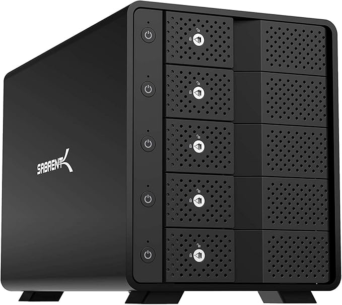 SABRENT 5-Bay USB 3.2 Gen 2 SATA Docking Station for 3.5” HDD/SSD, 10Gbps USB-C DAS, Tray-Less Hot-Swap, Aluminum Enclosure with 120mm Cooling Fan, Individual Power Switches, No RAID (DS-SC5B)