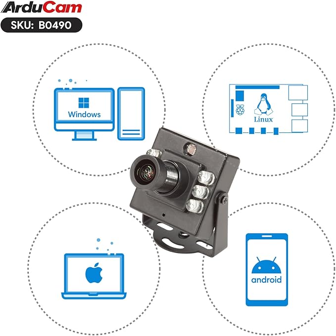 Arducam 1080P Day & Night Vision USB Camera for Computer, 2MP Automatic IR-Cut Switching All-Day Image USB2.0 IMX462 Webcam Board with 940nm IR LEDs for Windows, Linux, Android and Mac OS