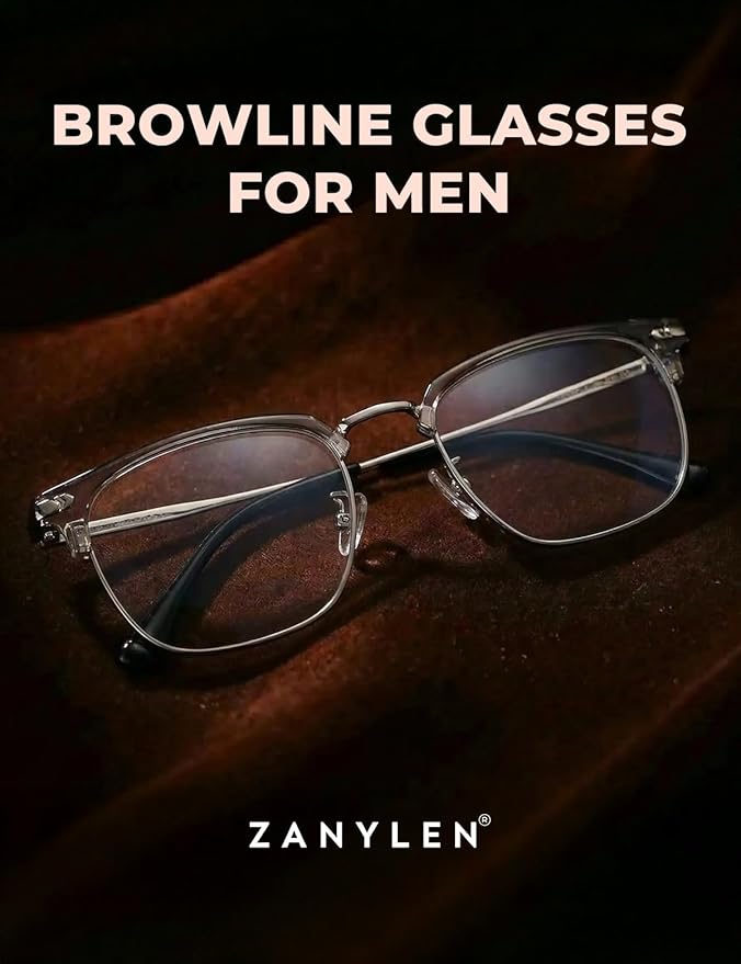 Blue Blocker Glasses for Men Metal Browline Computer Gaming Glasses Filter Blue Ray