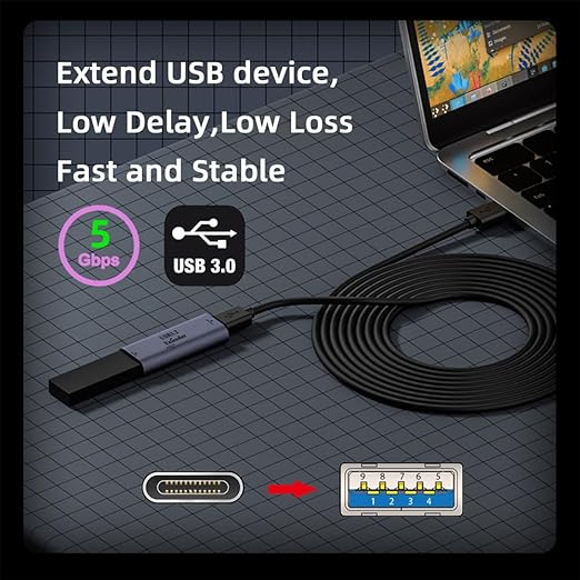 cablecc Active Repeater USB 3.0 Adapter Type-C Female to Type-C Female Extender with Chipset for Camera Printer Computer