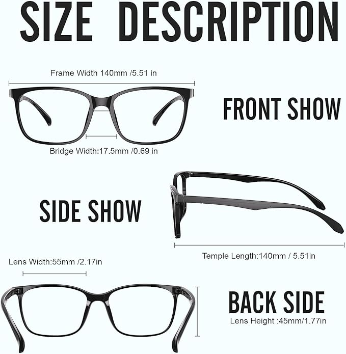Blue Light Glasses For Men & Women - Anti Glare Computer Blue Light Blocking Glasses with UV Protection for Gaming