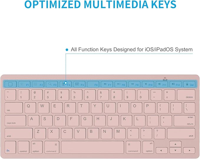 OMOTON Bluetooth Keyboard Compatible with iPad A16 11th 10th Generation, iPad 10.2 (9th/8th/7th), iPad Pro 13/12.9/11 inch, iPad Air/Mini and More iOS Devices, Pink