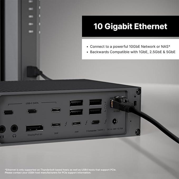 CalDigit TS5 Plus - Thunderbolt 5 Dock - 20 Port,10GbE, 140W Dedicated Host Charging, Thunderbolt 5 x3, USB 10Gb/s x10, Dual USB Controllers, Up to Dual 8K 60Hz Displays, 1.0m Braided Cable, 330W PSU