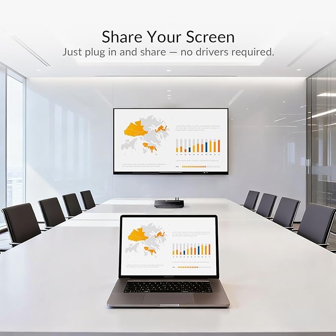 AV Access Conference Docking Station for Meeting Room, 4K Presentation Switch System Screen Mirroring, HDMI & USB-C 4K Input, Hybrid Conference System, 3 USB 3.0 Ports for Webcam and Speakerphone