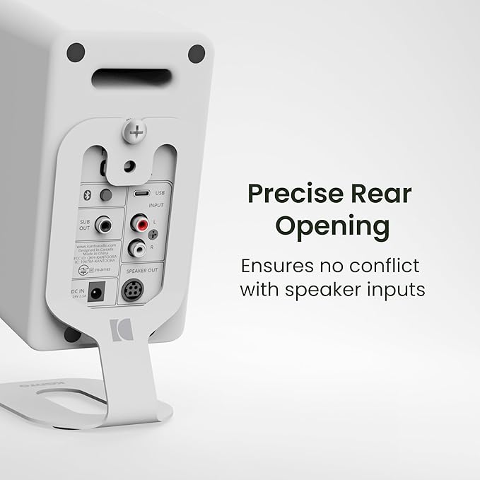 Kanto SU2 Rear-Mounted Desktop Speaker Stands for Uki and Ora | Elevated and Angled to Improve Sound | ¼-20 Thread | Holds 3.1 lbs | Pair | White