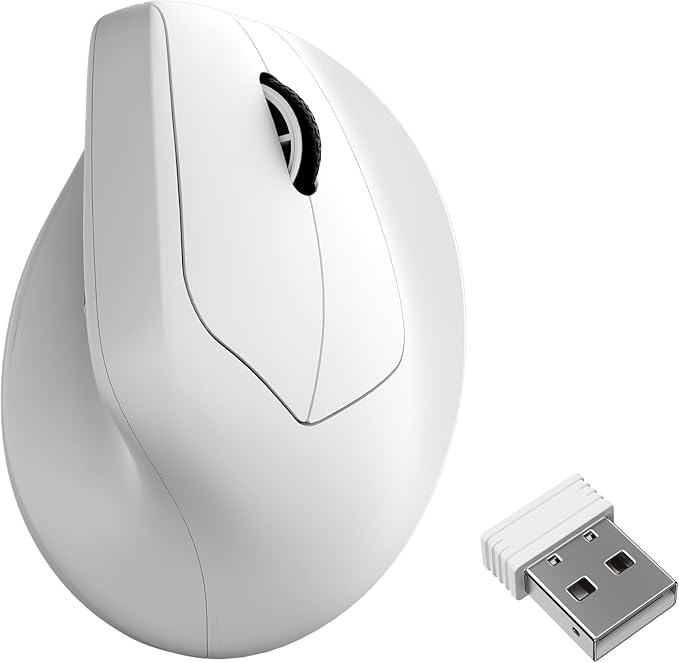 Keychron M5 Wireless Ergonomic Mouse, 8000Hz Tri-Mode 2.4 GHz/Bluetooth 5.1/Wired, PixArt 3950 Sensor, 30000 DPI, Ergonomic Lightweight Programmable Macro Button for Windows PC/Mac - White