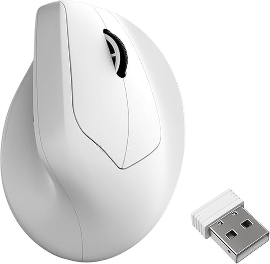 Keychron M5 Wireless Ergonomic Mouse, 8000Hz Tri-Mode 2.4 GHz/Bluetooth 5.1/Wired, PixArt 3950 Sensor, 30000 DPI, Ergonomic Lightweight Programmable Macro Button for Windows PC/Mac - White