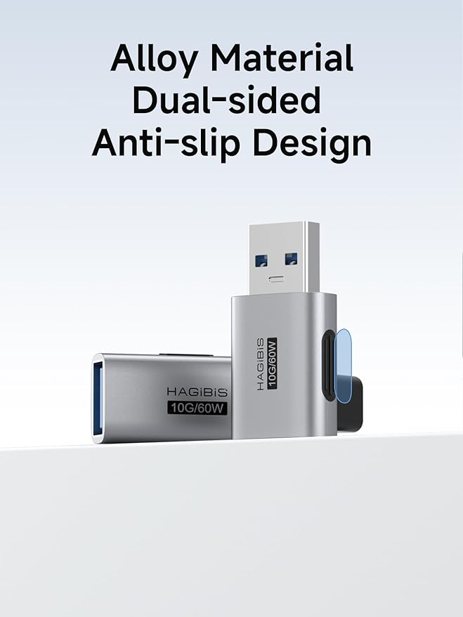 Hagibis USB 3.2 Adapter 2 Pack, 90 Degree Right and Left Angle USB A Male to Female Connector OTG Adapter Cable Extender for Laptops Charger PC Car Mouse Keyboard (Middle Front)