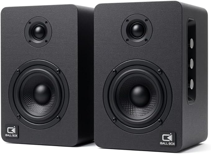 H1 Computer Speakers for Desktop PC, Monitor & Laptop, 60W Powered 2.0 Stereo with Bluetooth, 24-Bit USB-C DAC, Optical, 3.5mm AUX, Bass/Treble Control, Black