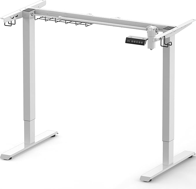 SHW Premium Electric Standing Desk Frame – Height Adjustable Motorized Base for 40" to 72" Table Tops, Smooth Lift Sit-Stand Frame for Home or Office, White