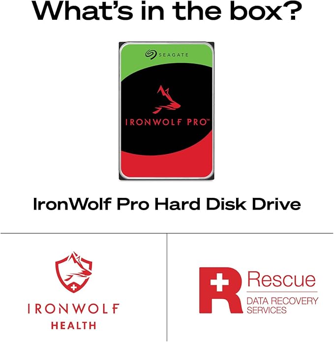Seagate IronWolf Pro, 16 TB, Enterprise NAS Internal HDD –CMR 3.5 Inch, SATA 6 Gb/s, 7,200 RPM, 256 MB Cache for RAID Network Attached Storage (ST16000NT001)