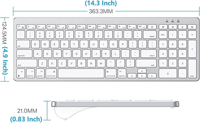 OMOTON Wired Keyboard Compatible with Mac, with Dual Interface (USB and Type-C), Numeric Keypad Compatible with MacBook Pro/Air, iMac, Mac mini/Pro Laptop, Silver