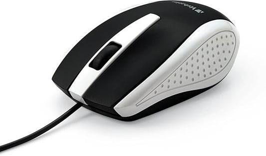 Verbatim Wired USB Computer Mouse - Corded USB Mouse for Laptops and PCs - Right or Left Hand Use, White 99740, 1.4" x 2.4" x 3.9"