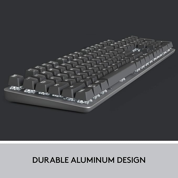Logitech K845 Mechanical Illuminated Keyboard,Mechanical Switches, Strong Adjustable Tilt Legs, Full Size, Aluminum Top Case, 104 Keys, USB Corded, Windows (TTC Blue Switches)