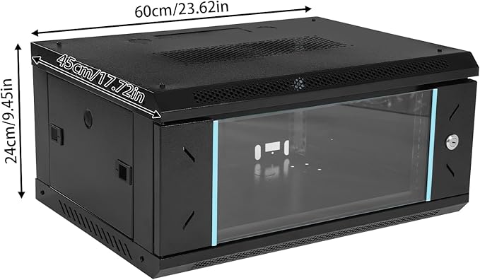 Wall Mount Server Cabinet,Server Rack Enclosure,4U Server Organizer,Network Cabinet,Server Cabinet with Glass Locking Door,Standard Glass Door,for Offices,Schools,Factories,Public Places,Rectangle