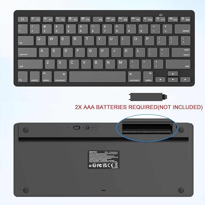OMOTON Bluetooth Keyboard Compatible with iPad A16 11th 10th Generation, iPad 10.2 (9th/8th/7th), iPad Pro 13/12.9/11 inch, iPad Air/Mini and More iOS Devices, Graphite Black & Gray