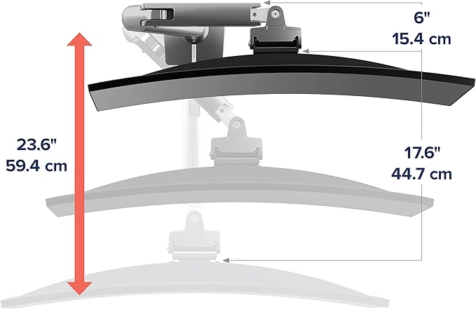 Ergotron – HX Premium Heavy Duty Monitor Arm, Single Monitor VESA Desk Mount – for Flat or Slight Curved Ultrawide Monitors Up to 49 inches, 20 to 42 lbs – Standard Pivot, Polished Aluminum