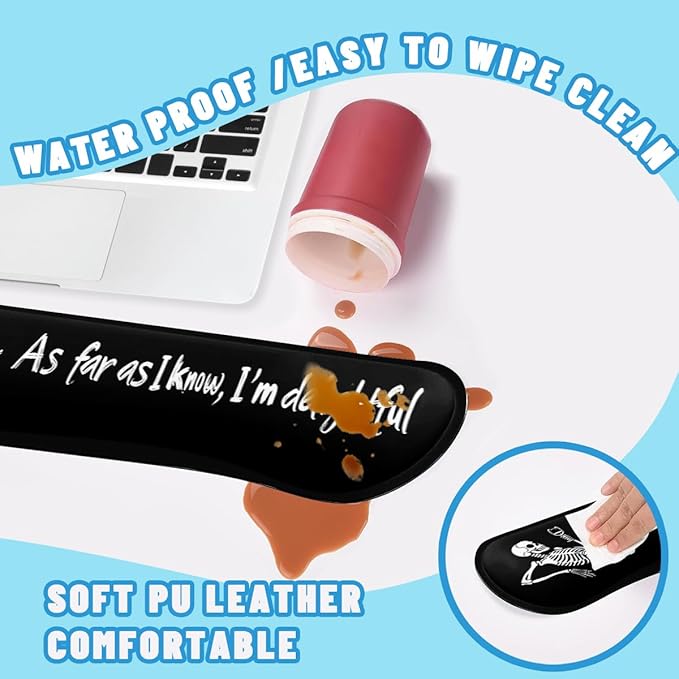 Skeleton Humor Mouse Pad Set Funny Wine Drinking Gothic Quote Art Gaming Mousepad 4in1 Desk Mat for Desktop Anti-Slip XXL Big Computer Ergonomic Mousepad with Wrist Support for Keyboard and Mouse