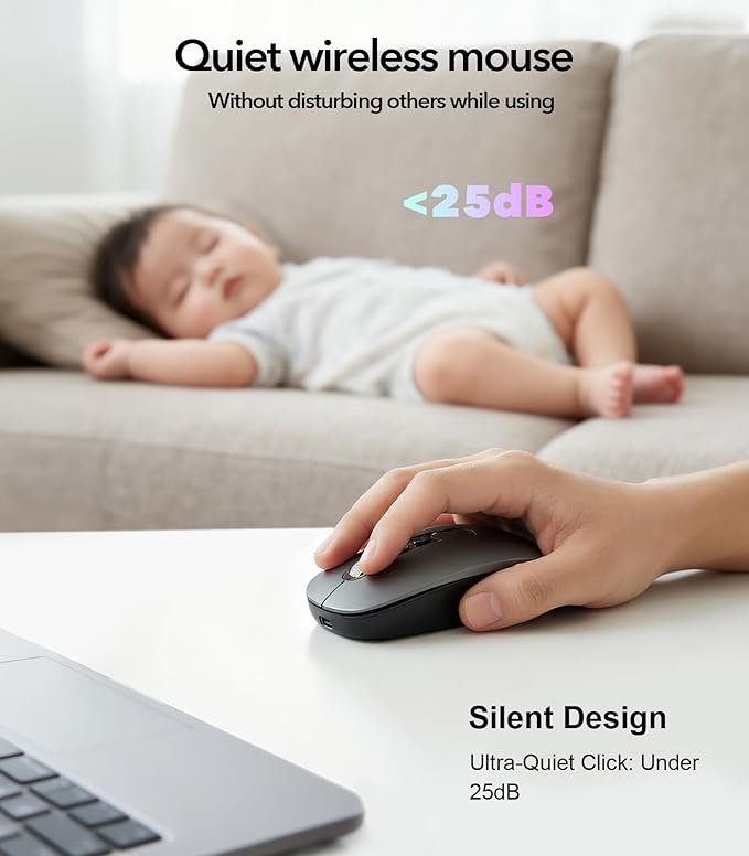 AI Wireless Mouse with Voice & Audio Recorder， Wireless Bluetooth Mouse for MacBook/PC/Laptop,Silent Design,2.4GHz USB-C Rechargeable, AI Writing/Summarize/Translate Office & Study